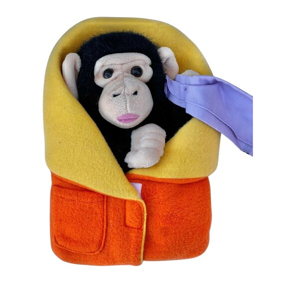 Giraffe & Zoo Babies Chimpanzee W/ Blanket Hand Puppets Play Characters Animals - Picture 8 of 11
